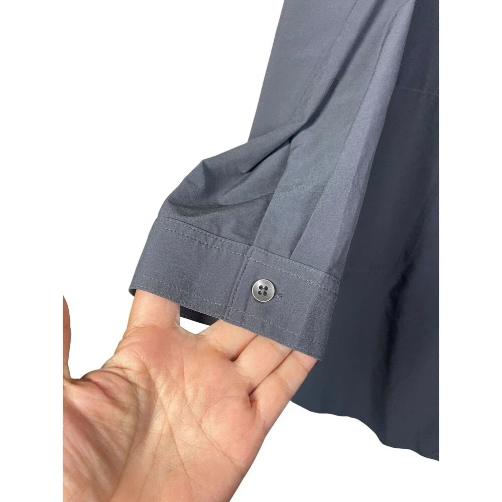 Prana Natassa Dress Women's Sz S Gray Charcoal Roll Tab Sleeve Shift